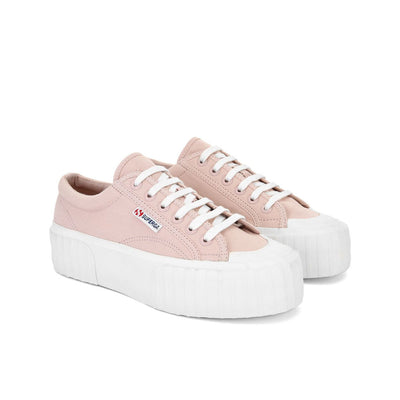 Superga  Stripe Platform Women Lace Up Trainer In Pink Smoke