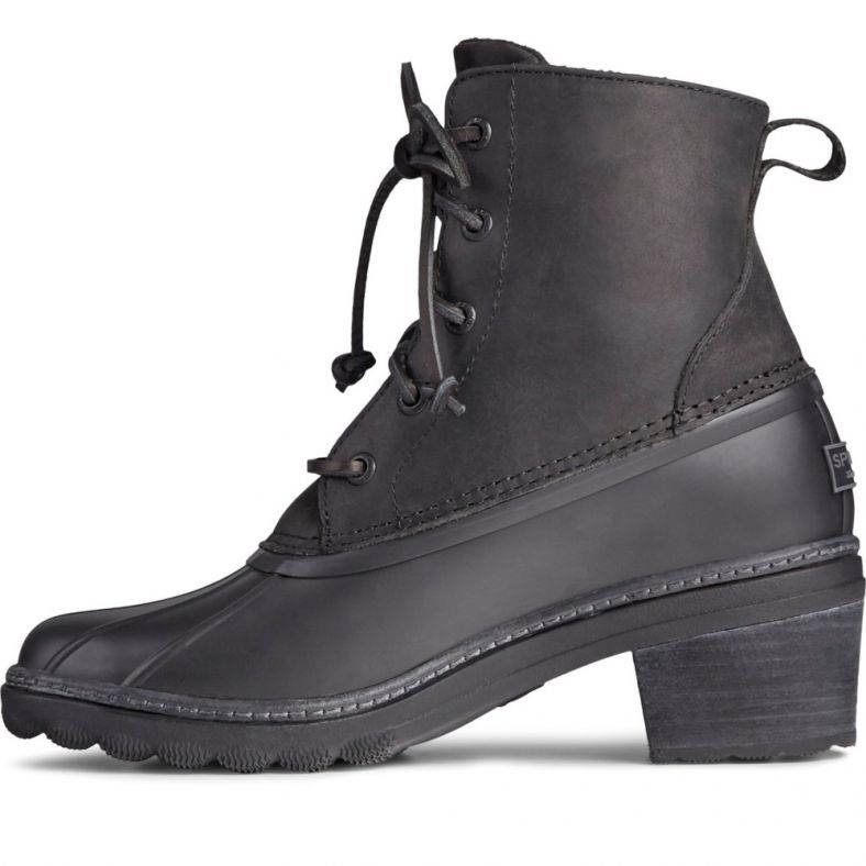 Sperry Saltwater Lace-Up Combat  Heel Leather Boots