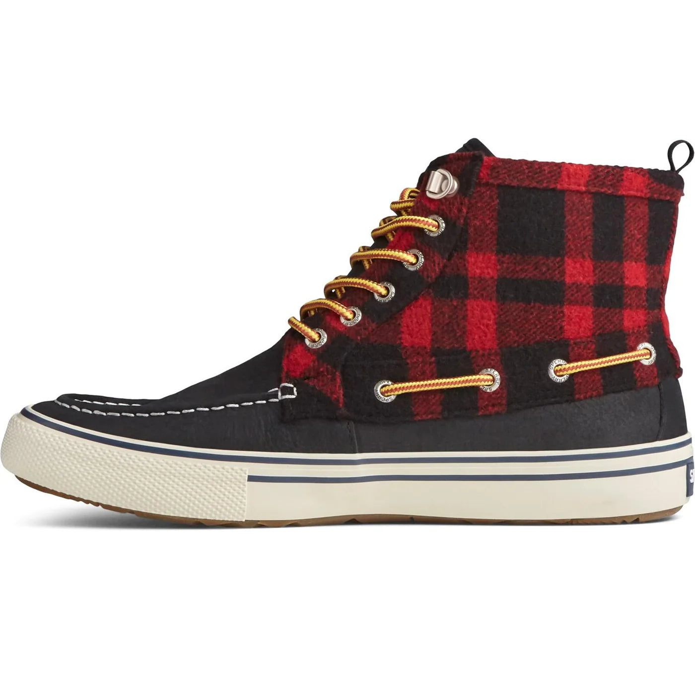 Sperry Bahama Storm Waterproof Black Red Checkered Mens Boots