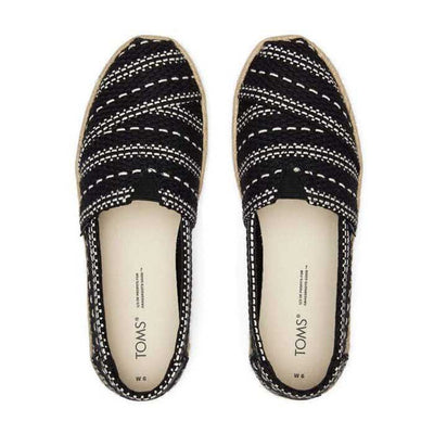 Toms Women's Alpargata Rope Slip-on Flats In Black Color