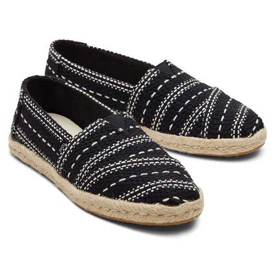 Toms Women's Alpargata Rope Slip-on Flats In Black Color